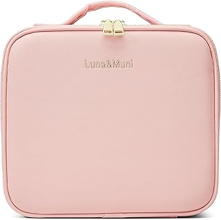 (Case Pink) Portable Travel Case Makeup Organizer Storage Bag Makeup Case Makeup Bag With Led Light Mirror