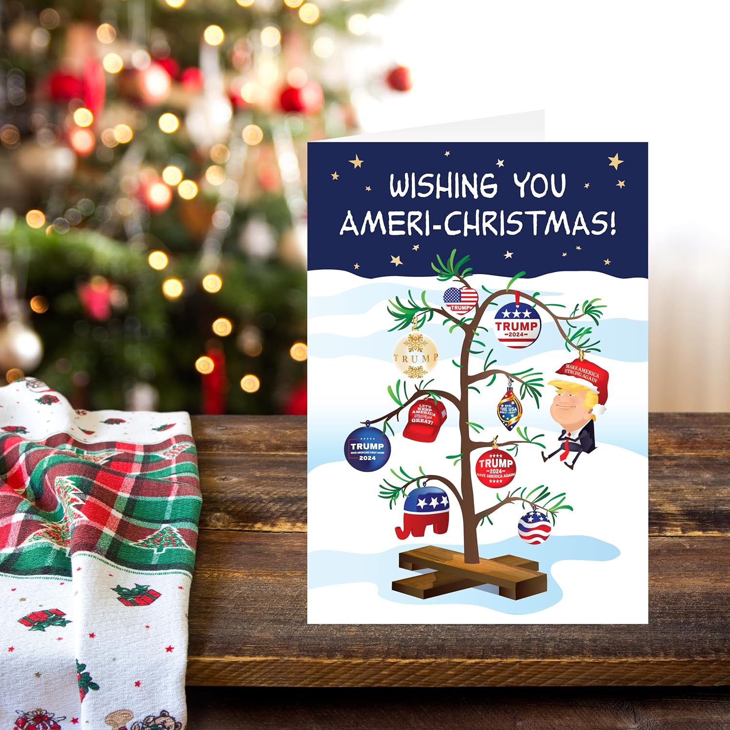 Trump Christmas Cards - SET OF 25 CARDS I Humorous Trump Xmas Card for Family and Friends I Make Christmas Great Again I Donald Trump Christmas Greeting Cards Bulk Sets I Trump Merchandise