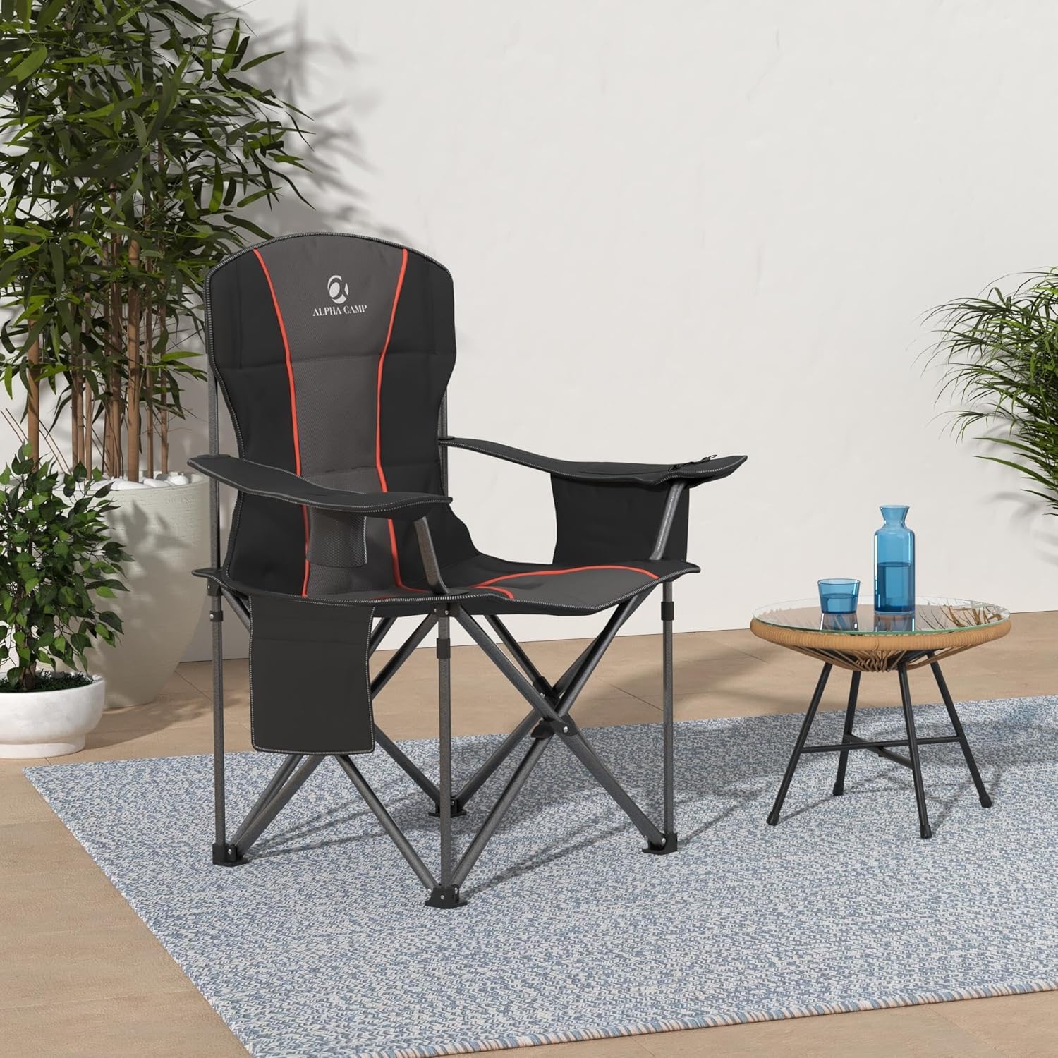 ALPHA CAMP Oversized Folding Camping Chair, Heavy Duty Portable Lawn Chairs with Cooler Bag, Side Pocket & Cup Holder, Folding Chairs for Outside Support 450 LBS ALPHA CAMP Oversized Folding Camping Chair, Heavy Duty Portable Lawn Chairs with Cooler Bag, Side Pocket & Cup Holder, Folding Chairs for Outside Support 450 LBS