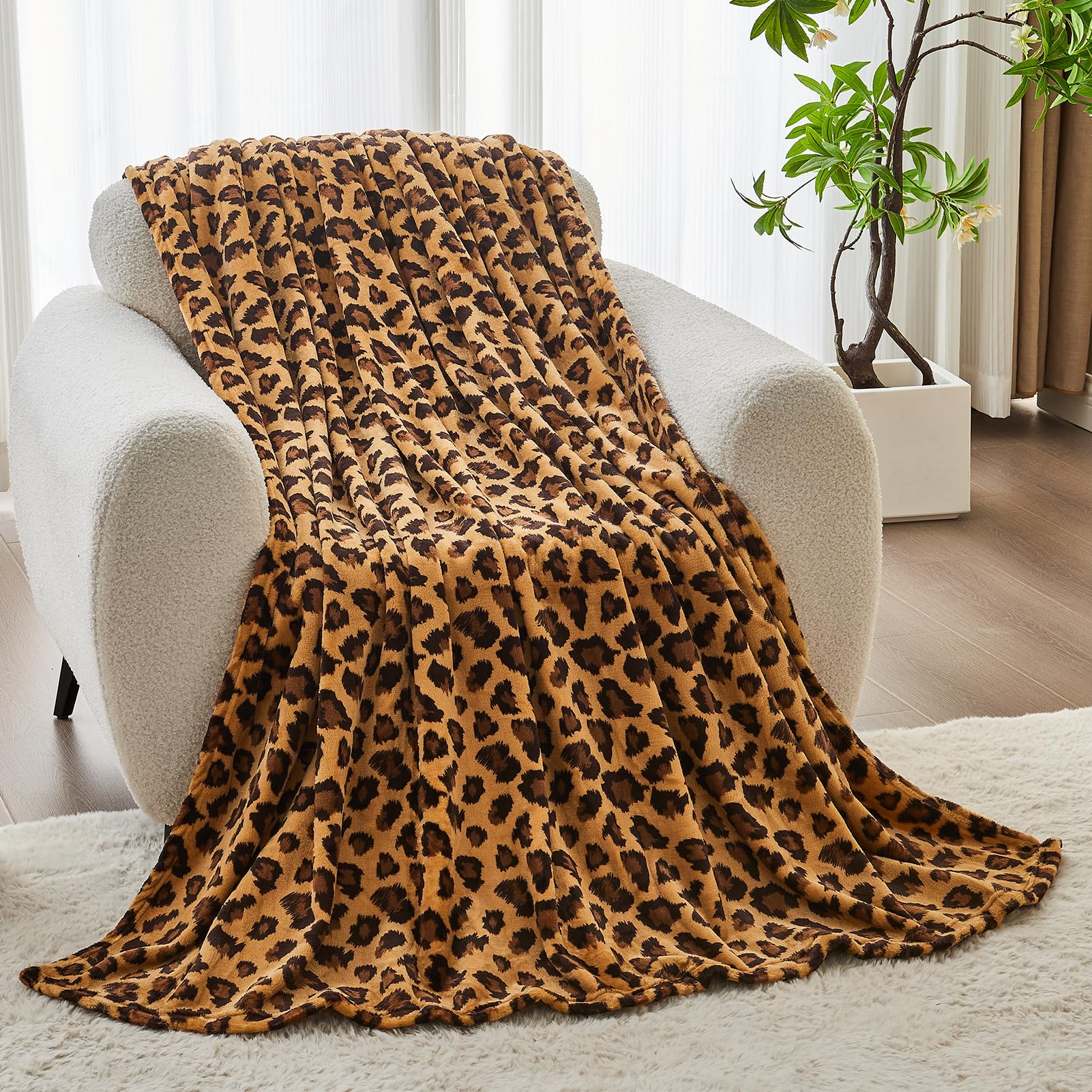 FY FIBER HOUSE Leopard Print Throw Blanket 300GSM Thick Soft Fuzzy Cheetah Print Blanket Room Decor for Bed Couch Sofa - 60"x80", Dark Brown