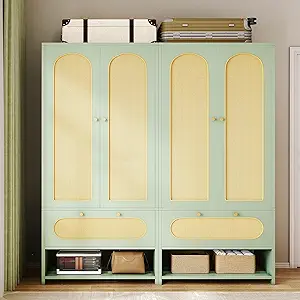 DWVO Rattan Armoire Wardrobe Closet