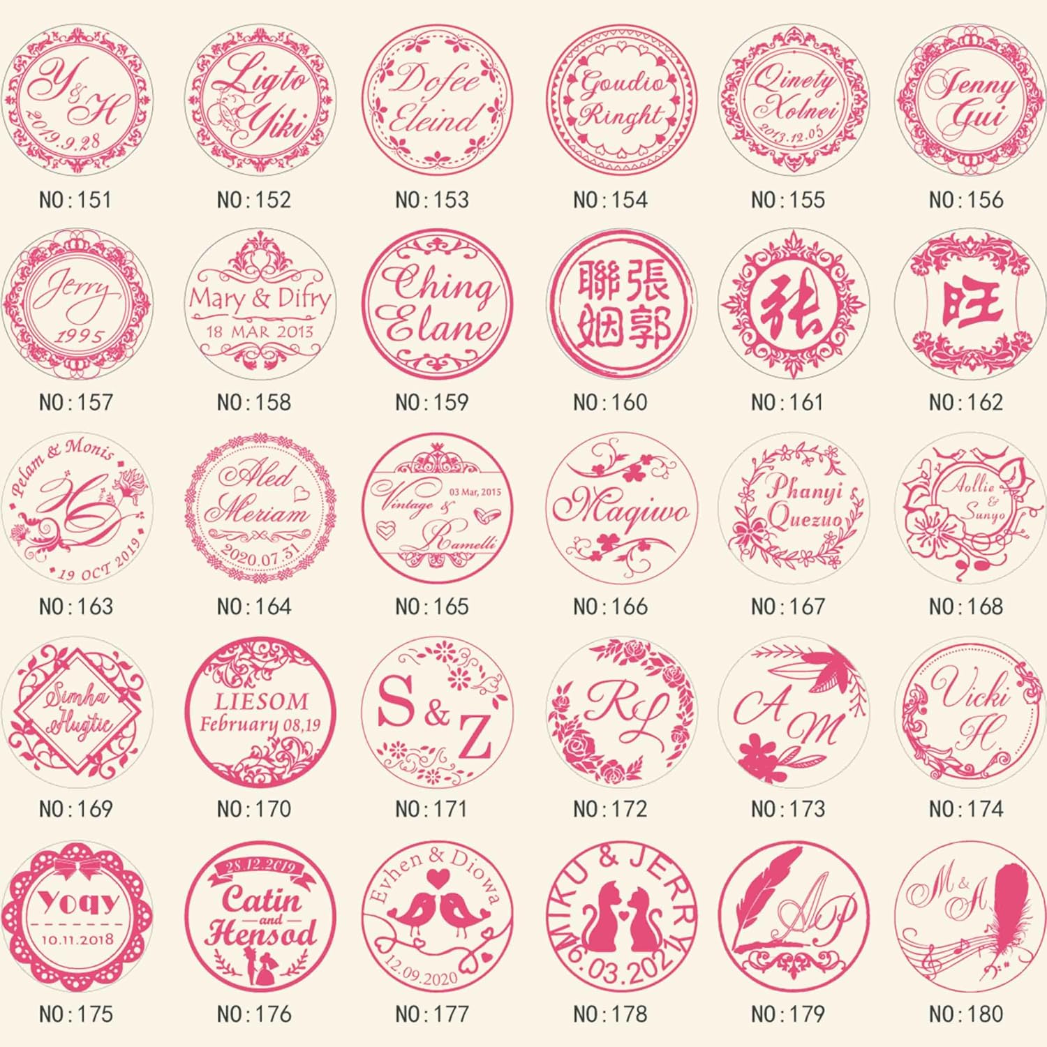 Personalized Wax Seal Stamp - Custom 0.98''/2.5cm Wedding Monogram & Logo Stamps, Choose Template for Custom Name or Initials Seal