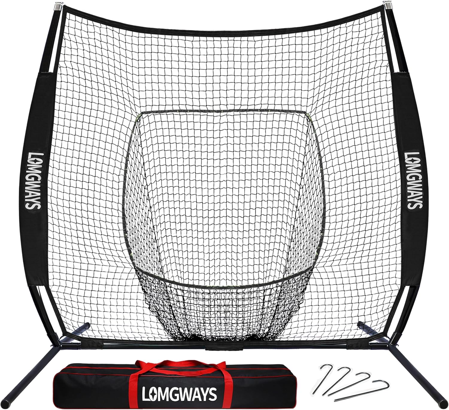 7'x7' Baseball Practice Net+Baseball/Pickleball/Tennis Ball Hopper