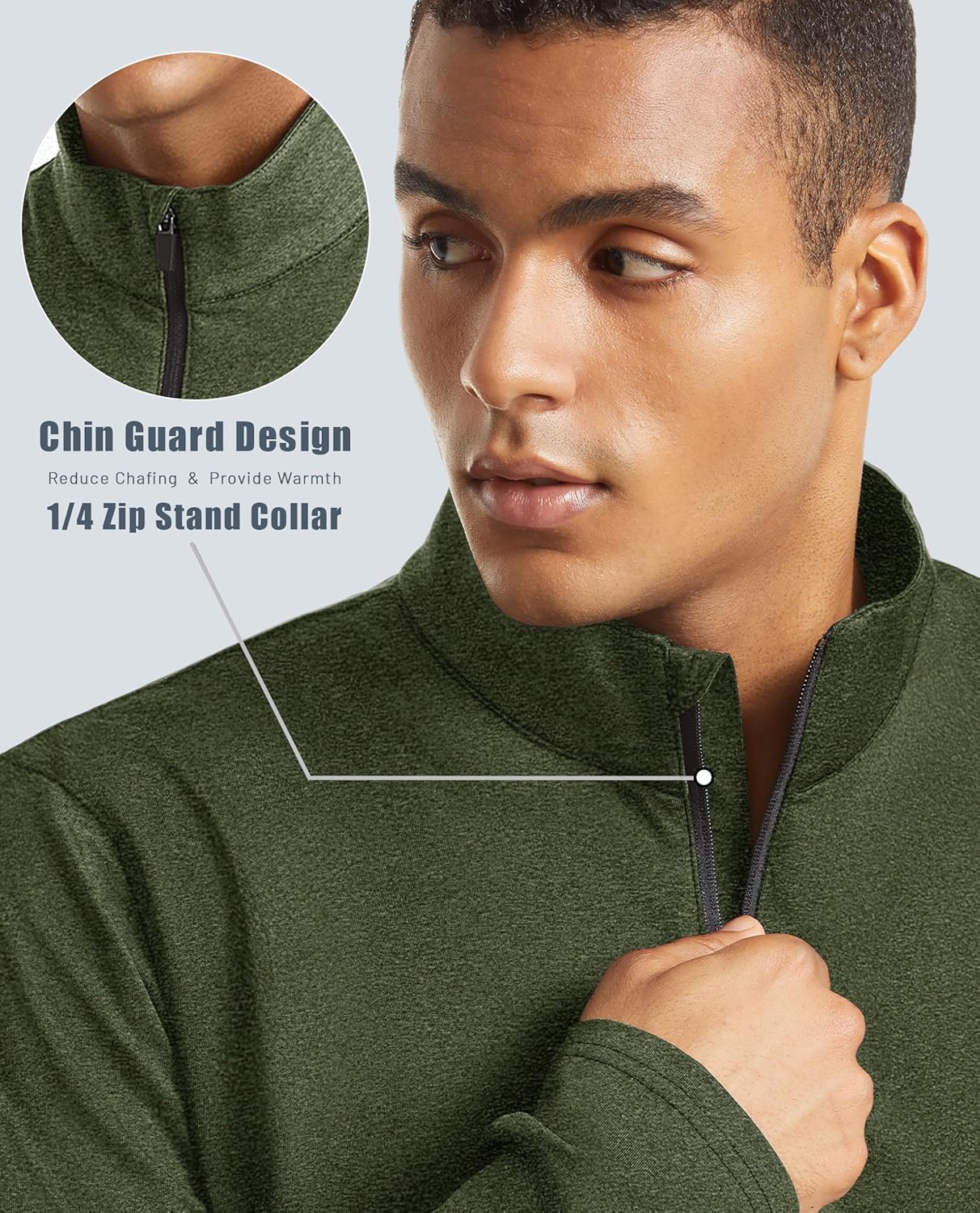 KEFITEVD Men's Quarter Zip Pullover Fleece Lined Long Sleeve Golf Shirt 1/4 Zip Sweatshirts Thermal Winter Sweaters - Image 6