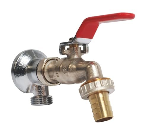 SOMATHERM FOR YOU - Kit de Grifo esférico orientable con Soporte Mural sin Tuerca en latón Cromado - Maneta Plana, Macho 1/2 (15/21), Salida 3/4 (20/27), Instalación fácil y rápida, ACS