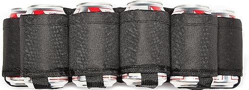 Miniatura 2 de Cinturón de cerveza Soporte aislado resistente para 6 cervezas frías Correa de cintura ajustable con hebilla Bolsillo oculto con cremallera, 6