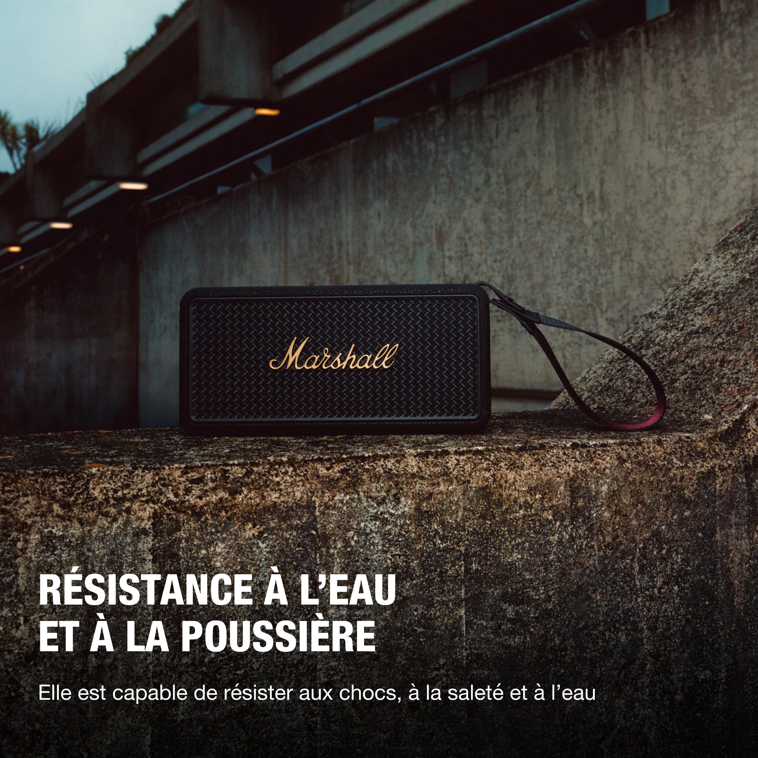 Marshall Middleton II Enceinte Bluetooth Portable Plus de 30 Heures d'autonomie, étanchéité IP67 - Noir et Laiton