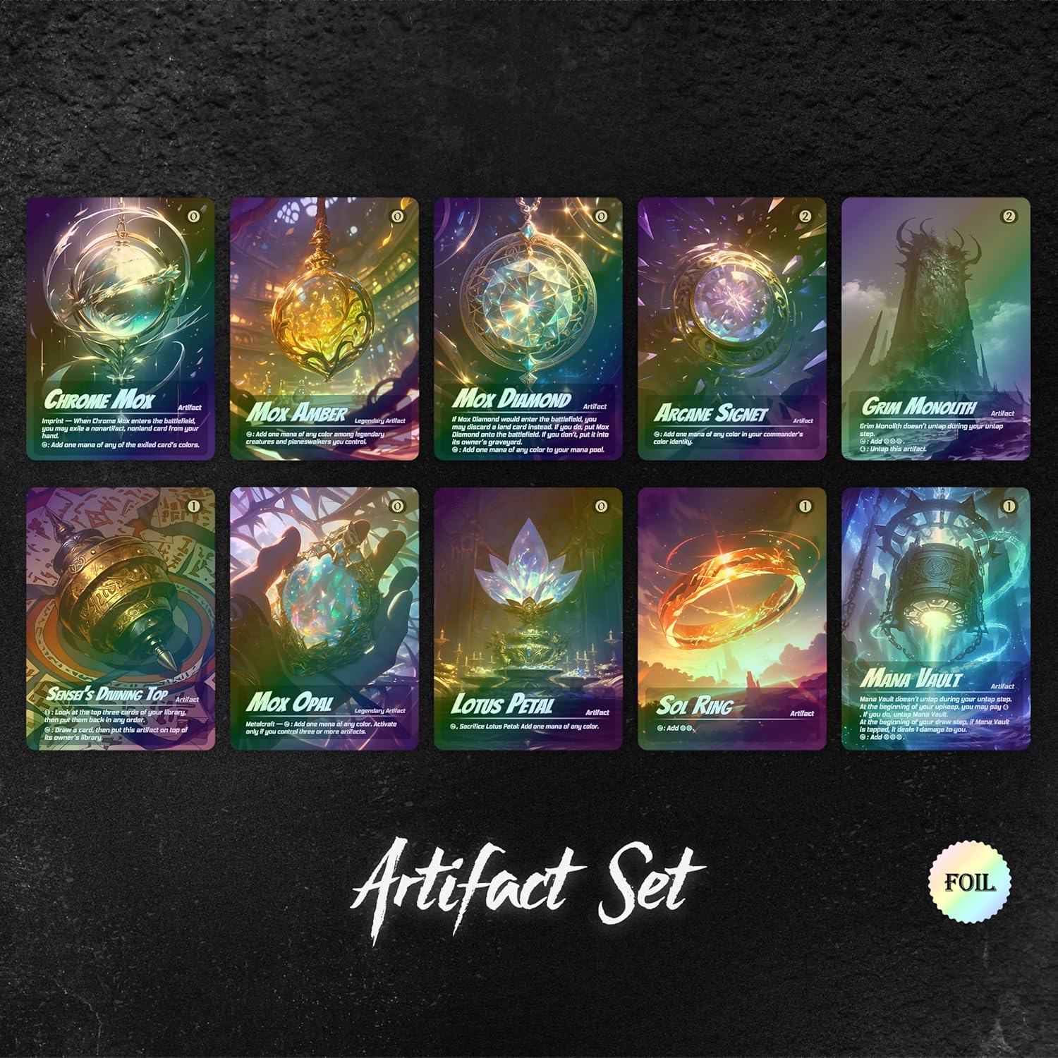 Proxy Cards for Magic The Gathering, Alternative Custom Art DIY Cards, Artifact Set, Foil
