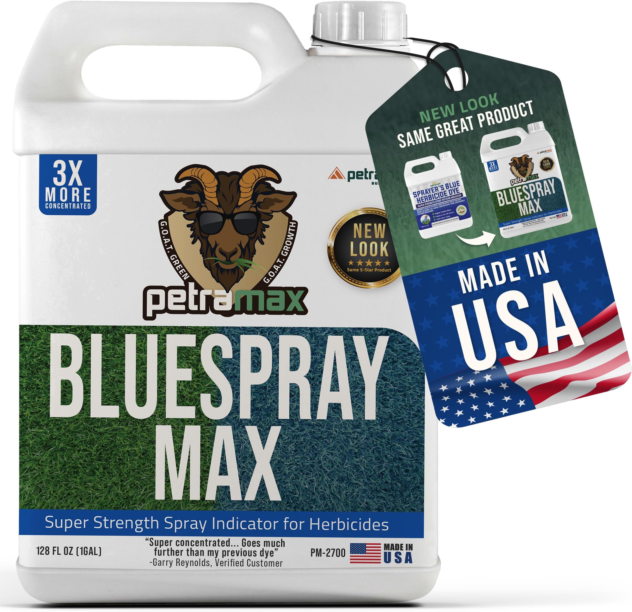 PetraMax Blue Herbicide Lawn Dye - 1 GAL - Super Strength Concentrate 3X More Than Others for Herbicides, Fertilizer & Weed Killer Marker - Blue Mark Spray Indicator for Home and Commercial Use