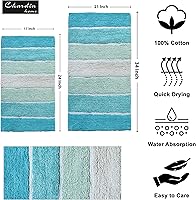 Vista 3 de Alfombra de baño Chardin Home, 100 % algodón, 2 piezas (21 x 34 pulgadas y 17 x 24 pulgada)