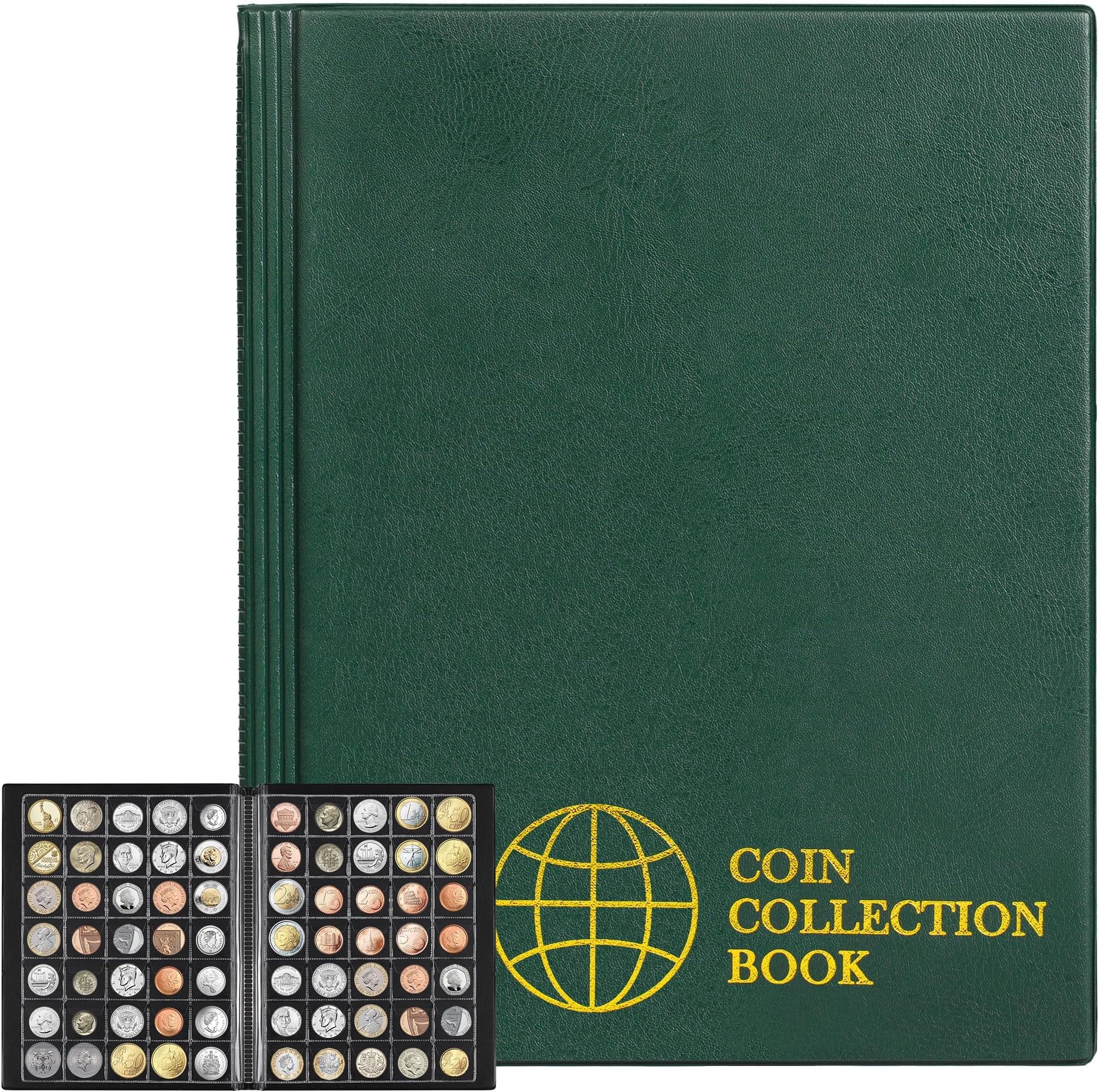 350 Pockets Coin Albums - 35x30 mm/1.3x1.1 inch Pocket Green Coin Book 10 Pag...
