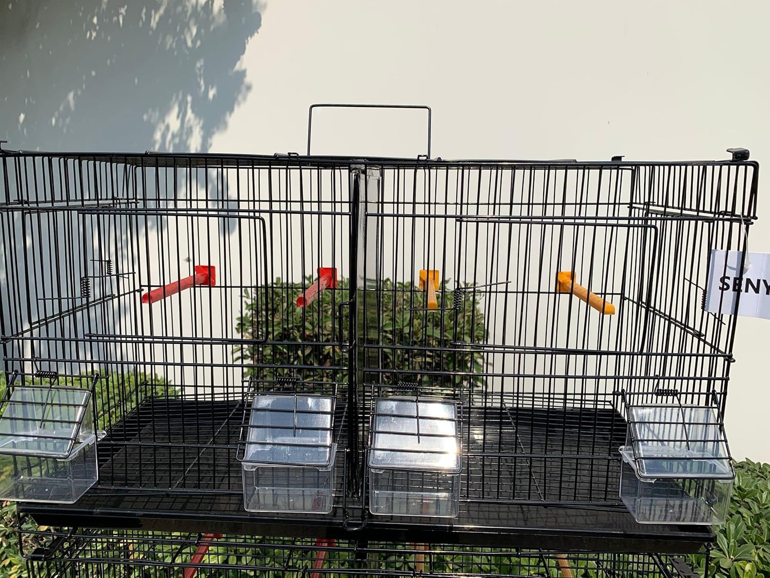 Seny Set of 4 Stackable Breeding Bird Cage for Canary Finch Small Birds (Black)