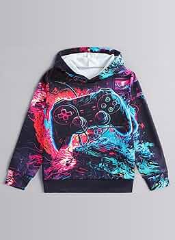AMISSZ kinderen jongens hoodies 3D-print sweatshirt met zak pullover tienermeisjes hoodie met zak voor 6-16Y, Sterrenhemel, 6-7 jaar