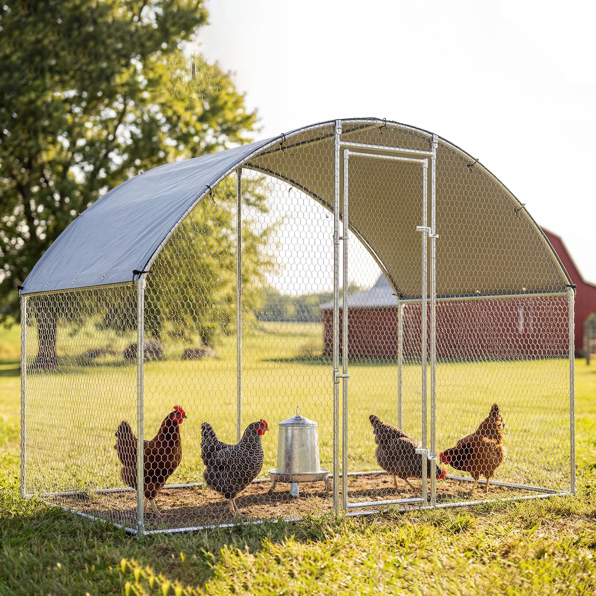 PawHut Gallinero Exterior 2,8x1,7x1,9 m 4,7 m² Acero Galvanizado Anti-UV Impermeable Jaula 5-8 Gallinas