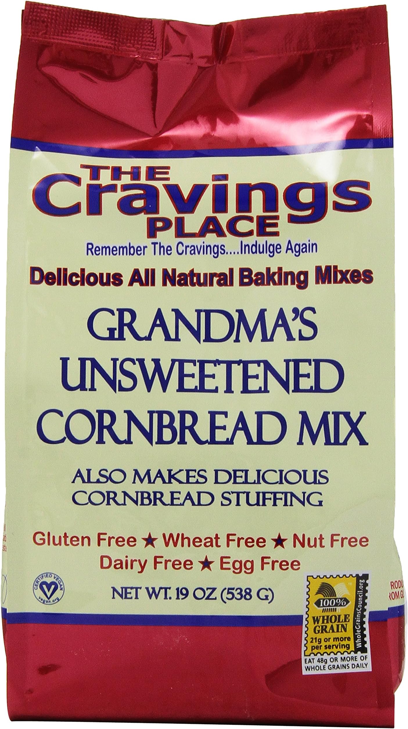 The Cravings Place Grandma's Unsweetened Cornbread Mix, 19-Ounce Bags (Pack of 6)
