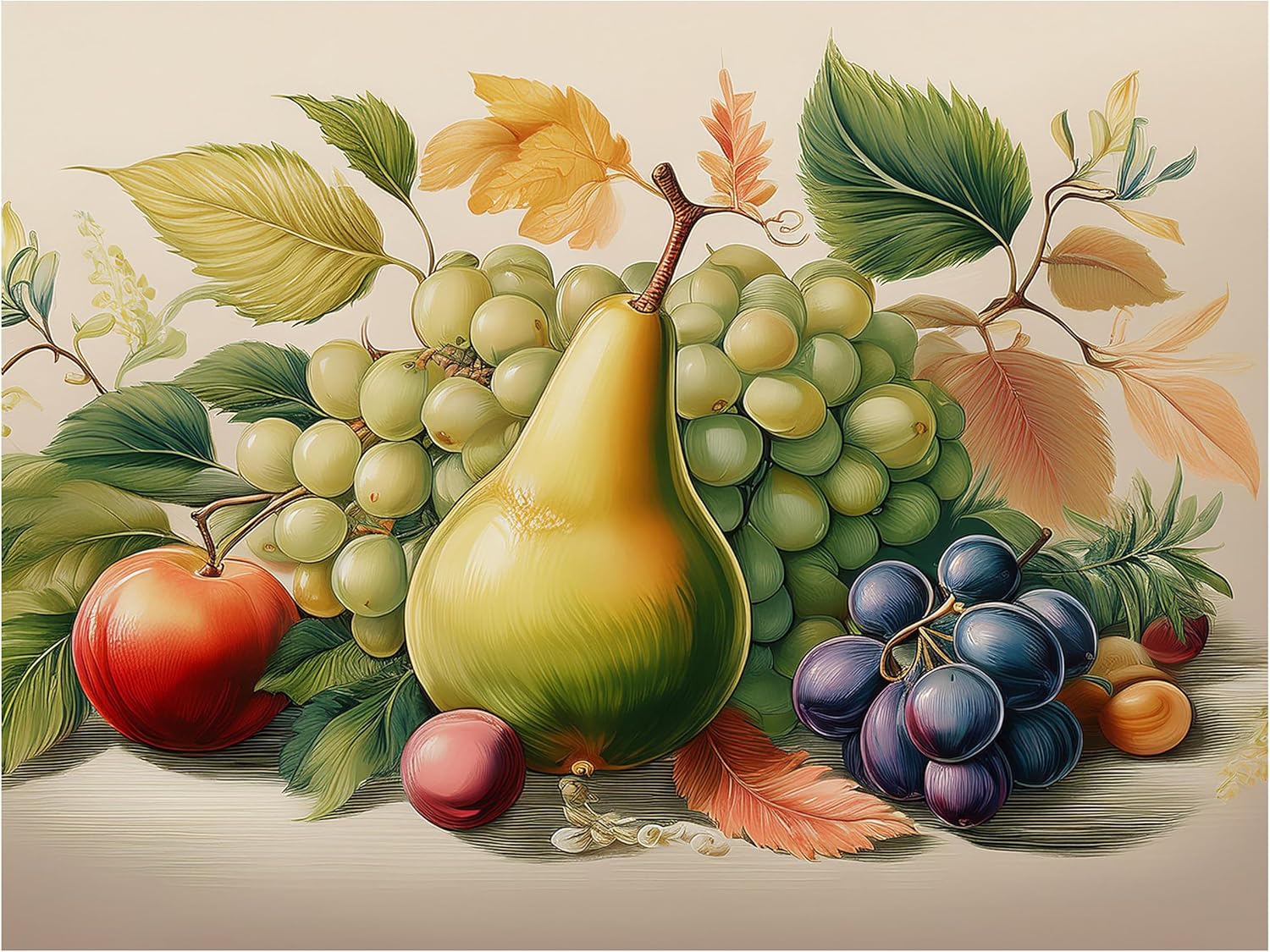 Tile Mural Still Life Fruit Bouquet Grape Kitchen Wall Backsplash Marble Ceramic - Picture 2 of 16
