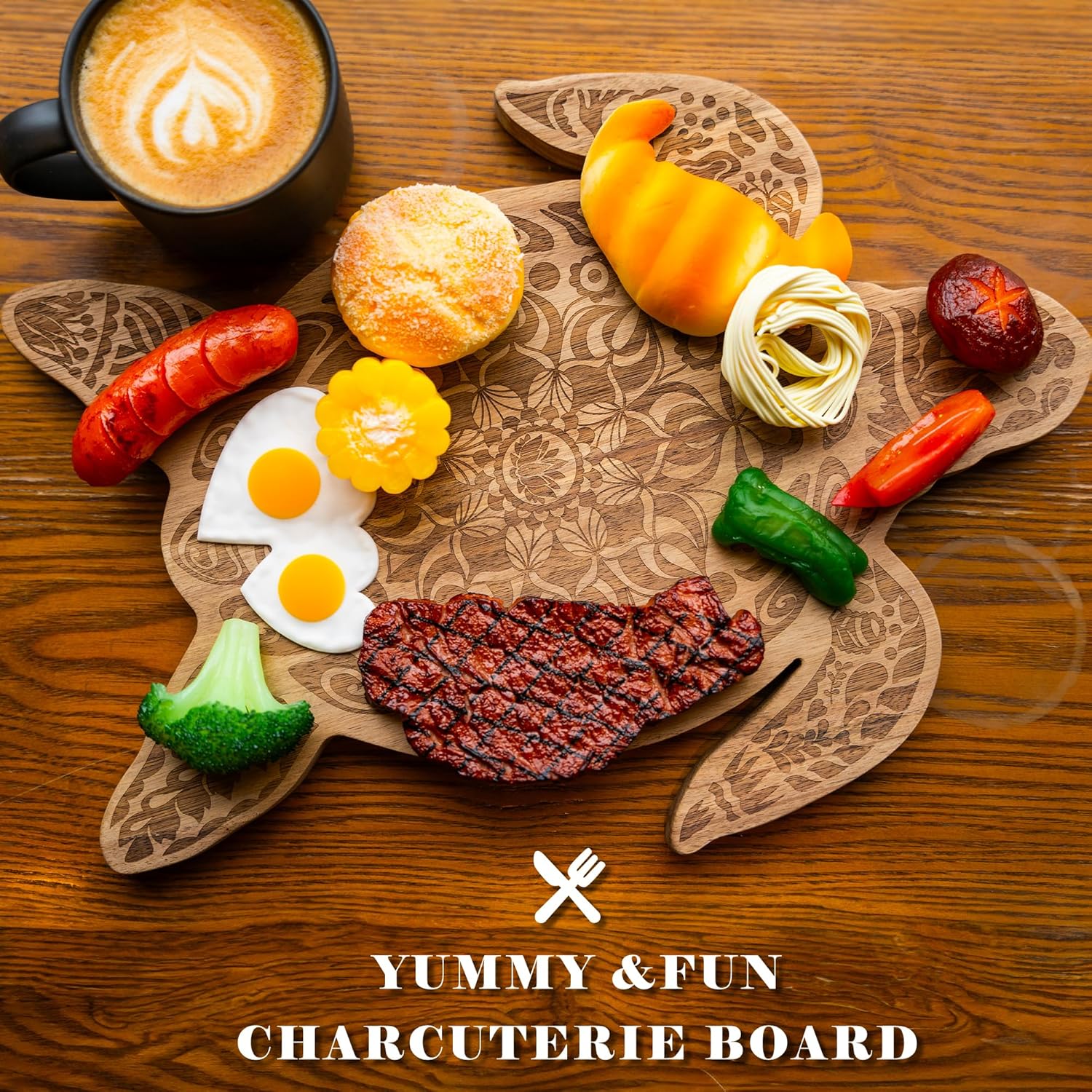 Sea Turtle Shaped Charcuterie Board Acacia Wood Cutting Board, Kitchen Gifts for Mom, Grandmas, Sea Turtle Lovers,Turtle Cheese Bread Board for Housewarming Party