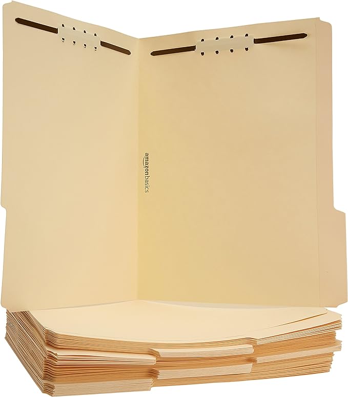 AmazonBasics Manila File Folders with Fasteners Letter Size, 50Pack