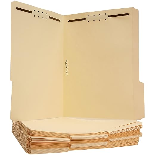 AmazonBasics Manila File Folders with Fasteners - Letter Size, 50-Pack - AMZ200