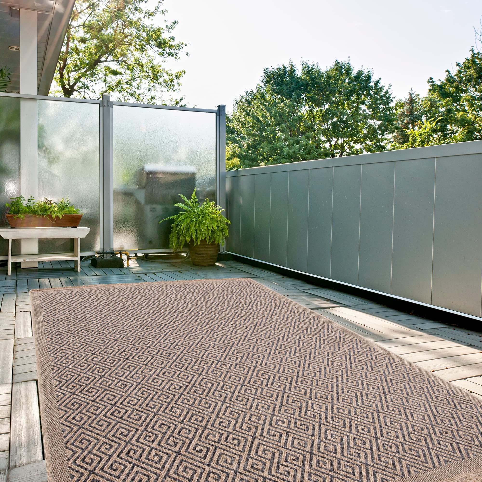 THE RUGS Nature Collection Outdoor Rug, Indoor/Outdoor Tona Border Area Rug for Patio Deck, Garden, Kitchen - Image 4