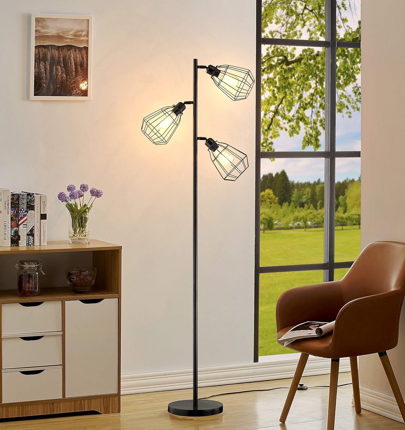 Lіmіtеd Dіѕсоunt LeeZM Modern Tree Floor Lamp Black Rustic Bright Tall Standing Up Torchiere Floor Lamps Shade Vintage Industrial Style with Reading Light for Living Rooms, Bedrooms, Office Bеѕt Rеvіеw LeeZM Modern Tree Floor Lamp Black Rustic Bright Tall Standing Up Torchiere Floor Lamps Shade Vintage Industrial Style with Reading Light for Living Rooms, Bedrooms, Office