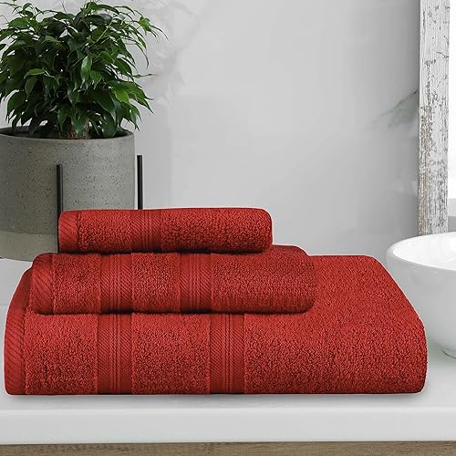 Miniatura 2 de SUPERIOR Juego de toallas de algodón de 3 piezas, toallas esenciales de felpa suave para decoración de baño, ducha, gimnasio, spa, salón, centro