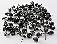 Vista 2 de Tachuelas de tapicería de alta calidad, ribete decorativo de cabeza de clavo para muebles, 5/8 pulgadas de diámetro, 100 clavos (perla negra)