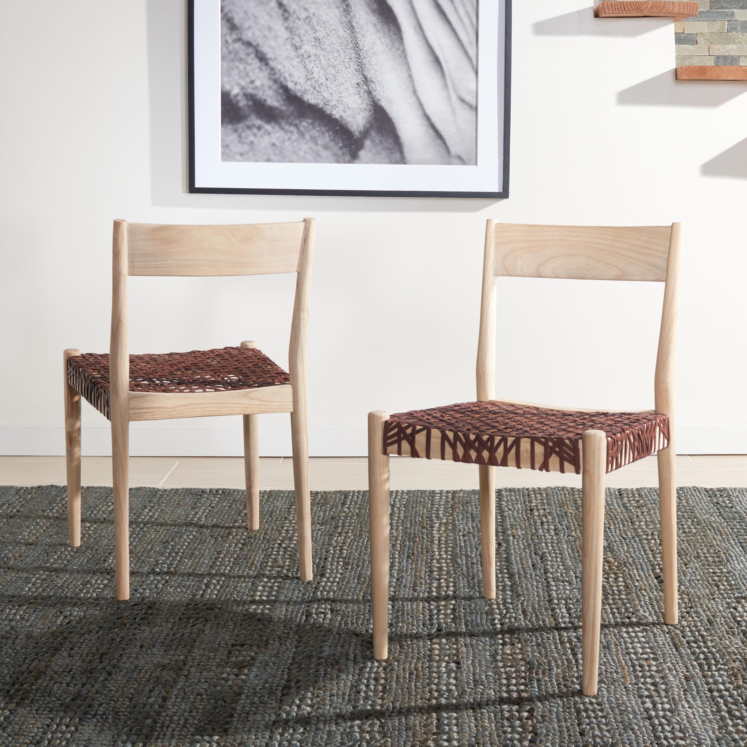 Home Collection Pranit - Silla de comedor (18.0 in), diseño de madera, color coñac y natural 2