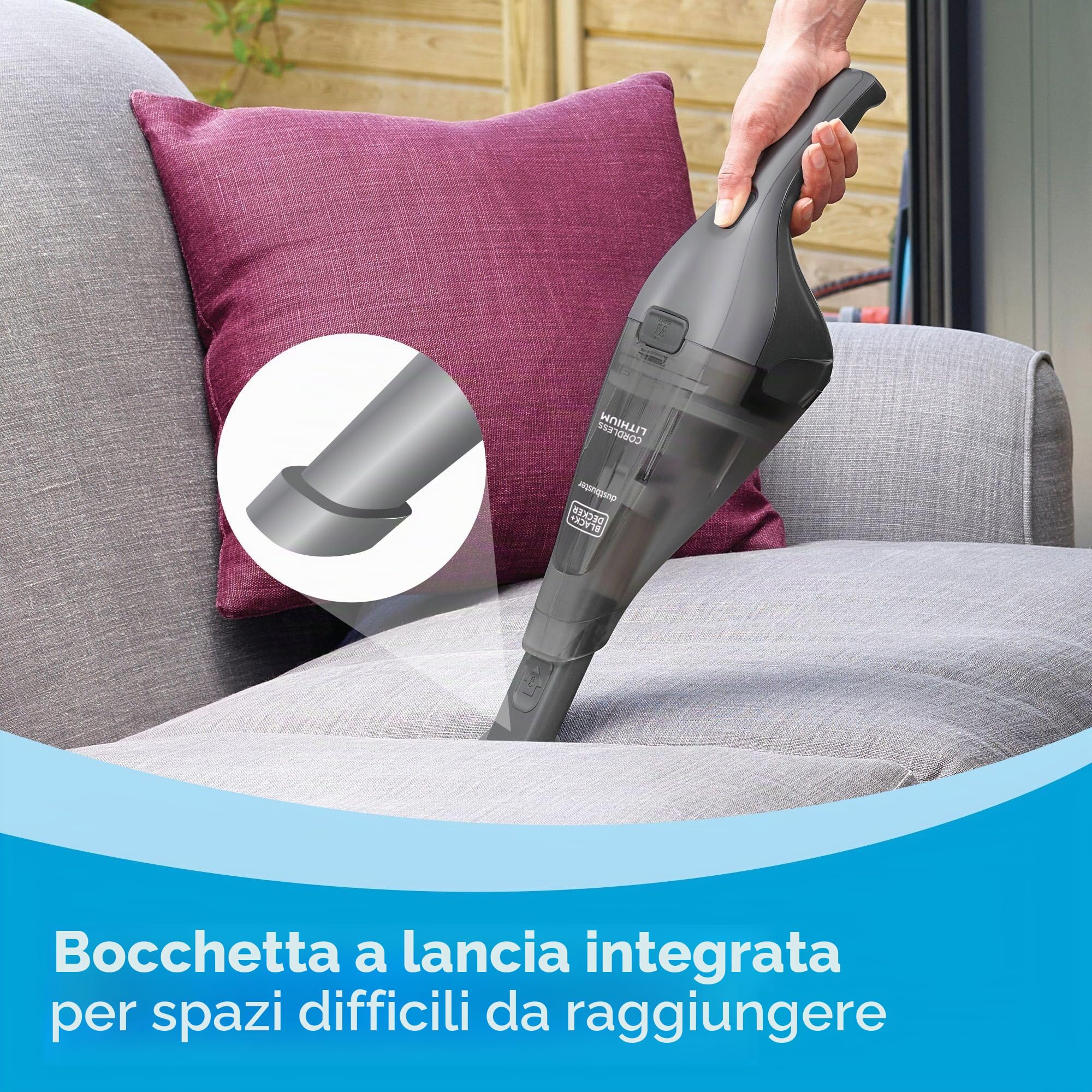 BLACK+DECKER DUSTBUSTER Hand Vacuum HNVC220BCZ01, aspirapolvere a Mano, Miscela, Grigio Scuro, Taglia unica