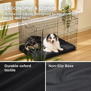 Bedsure Orthopedic Dog Bed with Washable Cover for Large, 104x74cm Black | Egg Crate Foam Comfort Support Plush Pet Mat, Non-Slip Bottom, Removable Cover, Gifts For Dog, For Large Breed Dogs