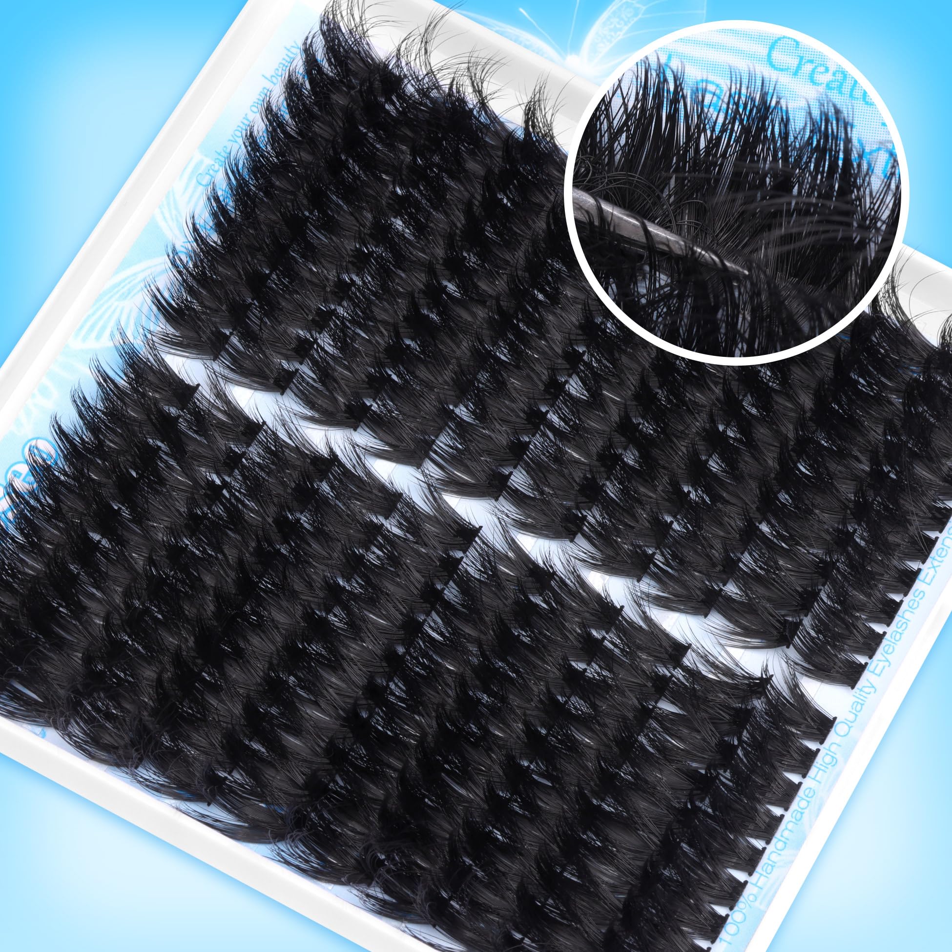wiwoseo Fluffy Individual Eyelashes Cluster Lashes Individual Cluster Eyelashes Fluffy Lash Clusters Eyelash Clusters Long Lash Clusters Volume Cat Eye Lashes Left&Right Lashes Clusters for Beginners - Image 3