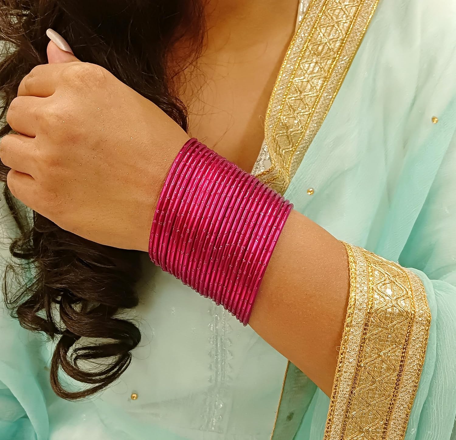 Efulgenz Indian Bangles Set Bollywood Plain Metal Bangle Bracelets Costume Jewelry for Women