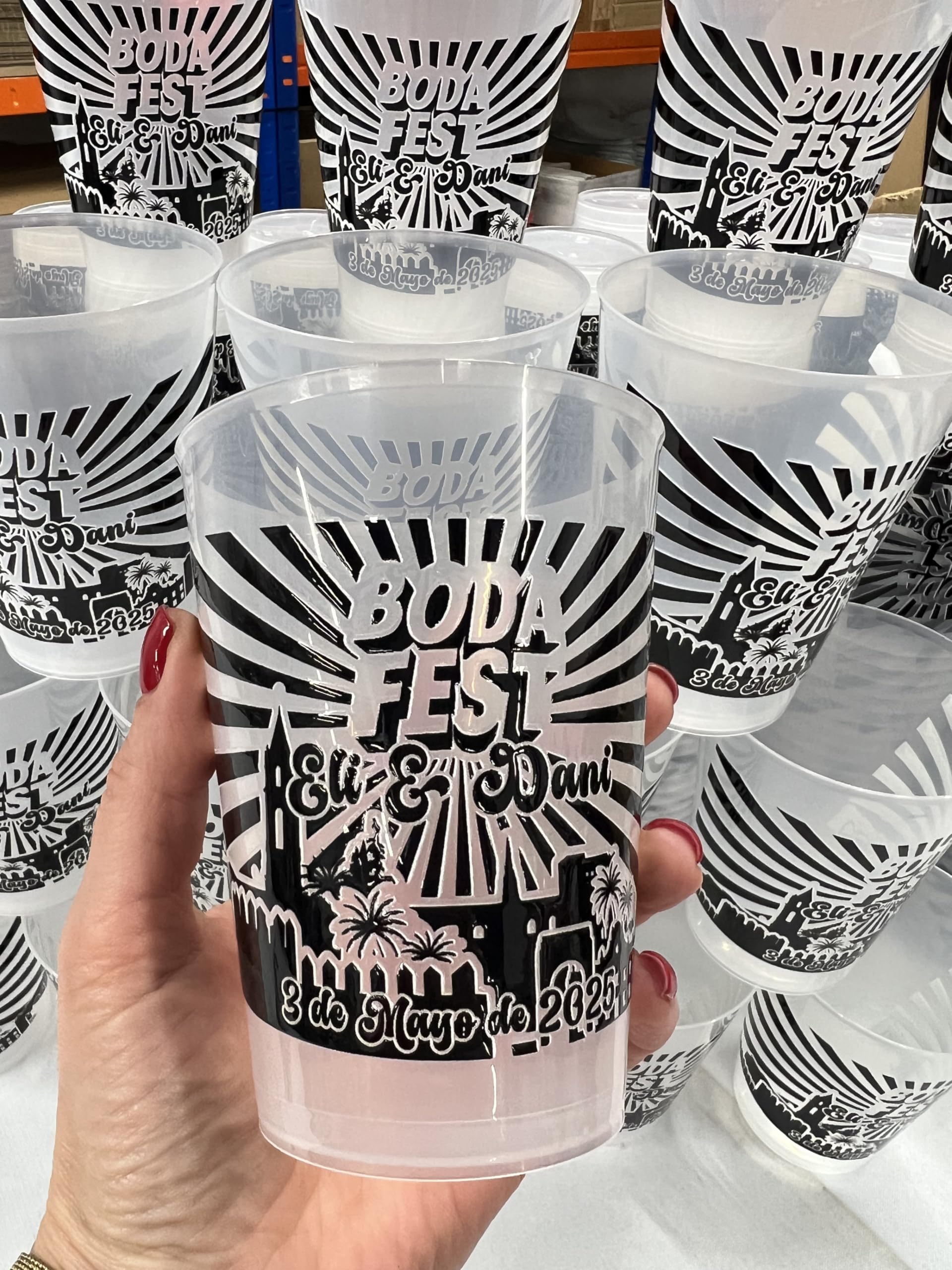 Uvimark | 25 Vasos Reutilizables Personalizados para Festivales, Bodas y Eventos, Con Tu Diseño. Vasos de Plástico Personalizados a Todo Color