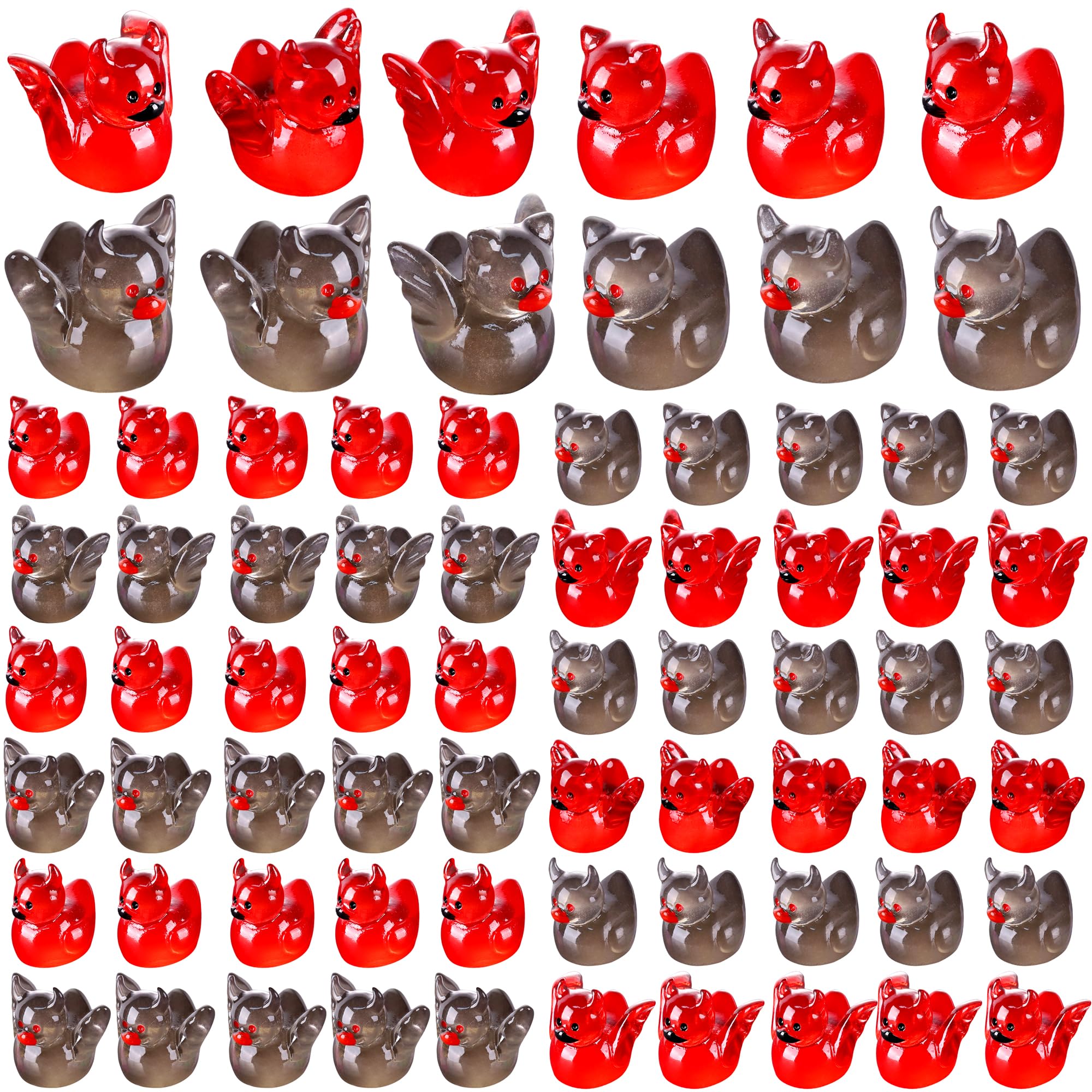 WIURGOHA Halloween Mini Ducks,60pcs Luminous Tiny Resin Small Little Devil Ducks Miniature Glow in The Dark Figures for Dollhouse Decor Accessories Garden Micro Landscape Aquarium Potted (12 Styles)