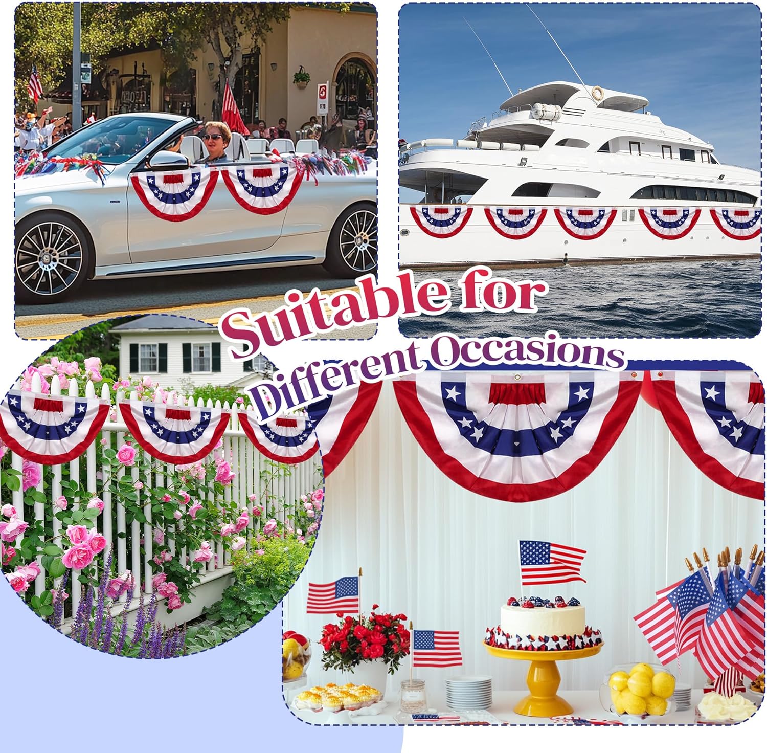 MCFULL American Flag Bunting for Outside,1.5x3 FT Bunting Flags Outdoor,American Flag Banners for Outside,USA Pleated Fan Flags Red White and Blue Banner for Labor Day Veterans Day Decorations,4 Pcs - Image 6