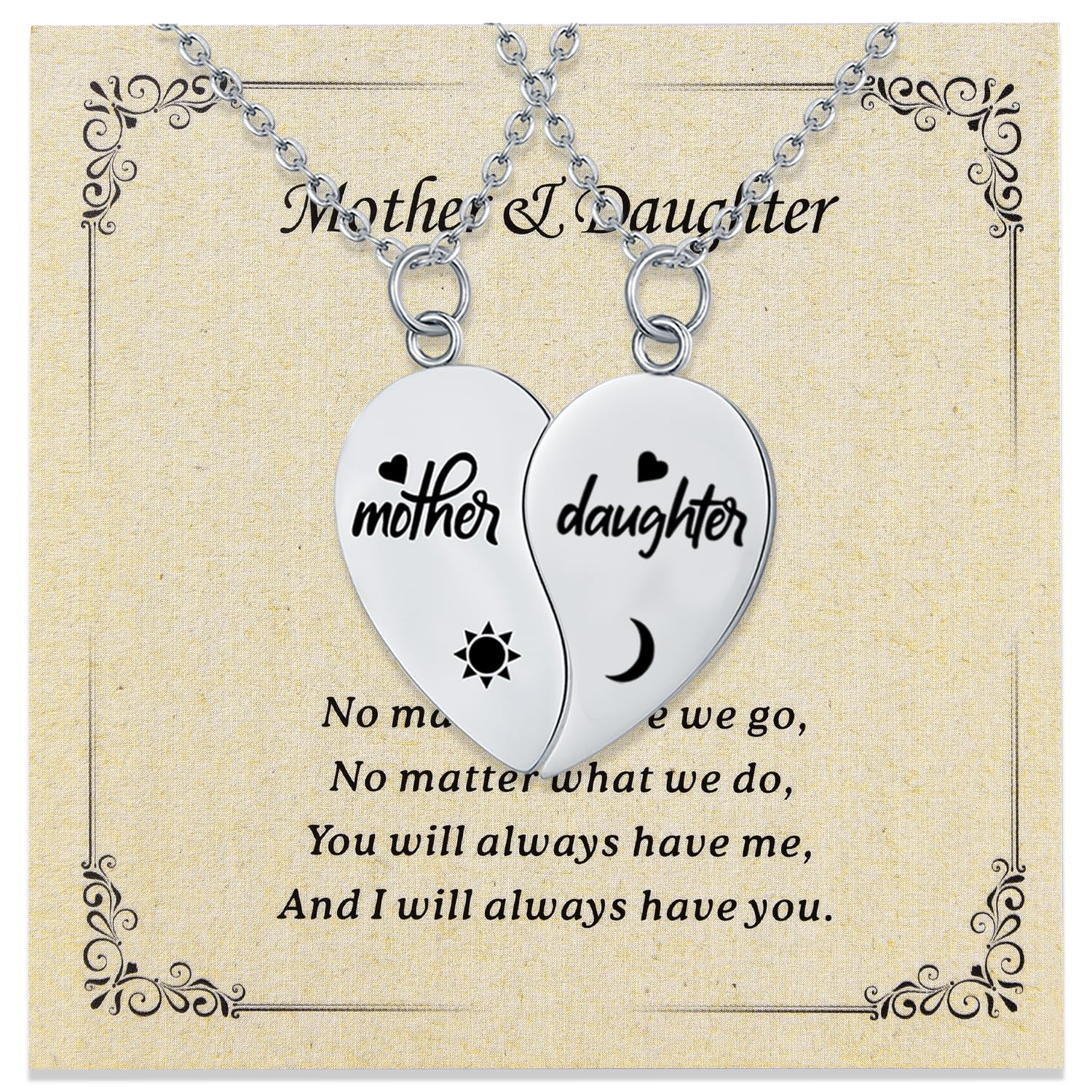 Yonhon Mother Daughter Bracelet Necklace for 2/3/4, Mother Daughter Matching Keychain Set