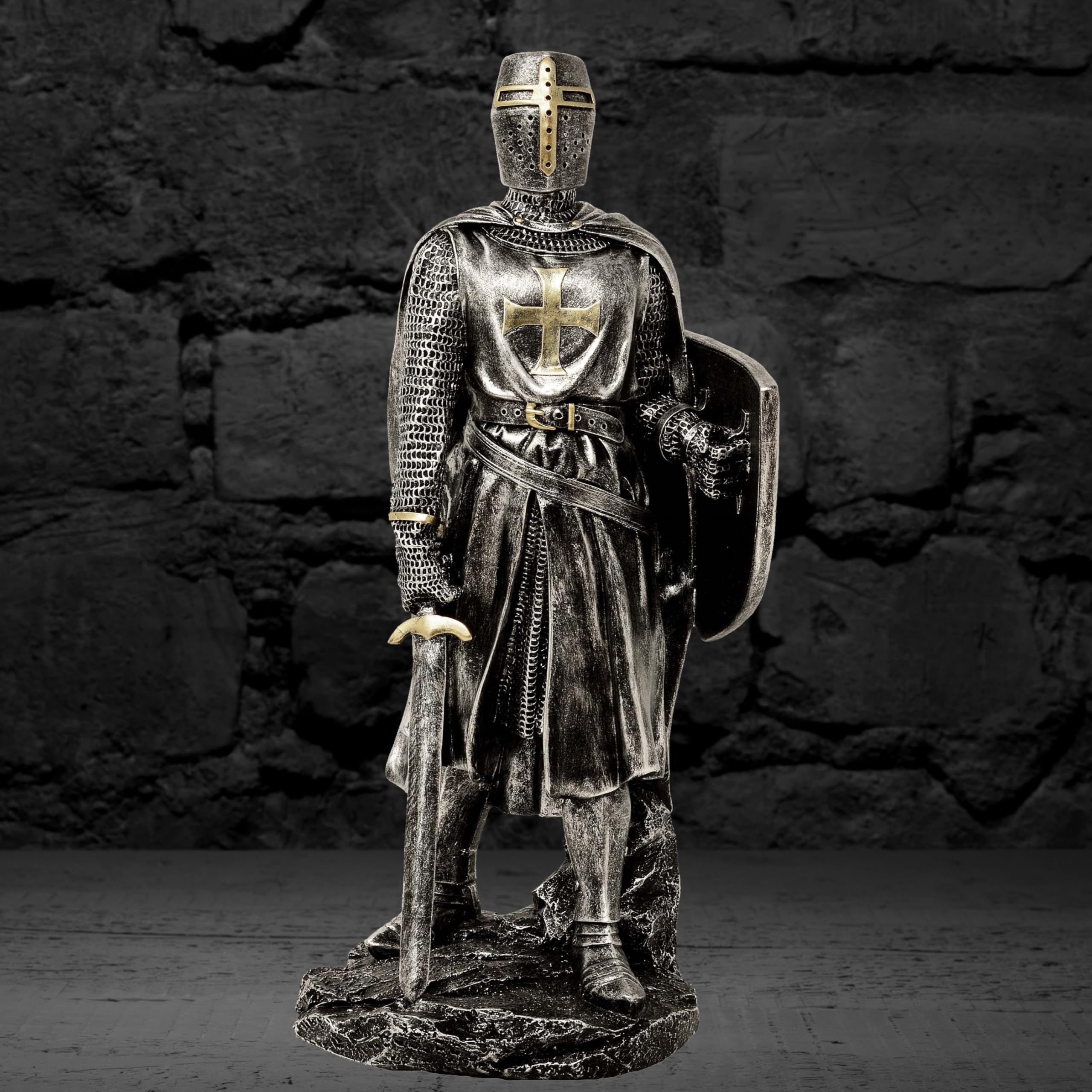 Kreuzritter silber-bronzefarben mit Schwert - Mittelalter, Ritter, Knight