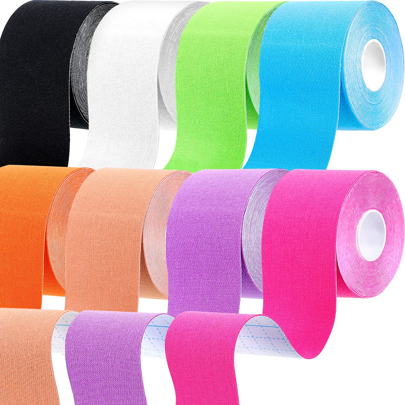 8 Rollos Cintas de Kinesiología Cintas Deportivas Impermeables Soporte de Músculo Rodillera Elástica Atlética Cintas de Envolver Rodilla de Alivio Dolor para Gimnasio Fitness Correr