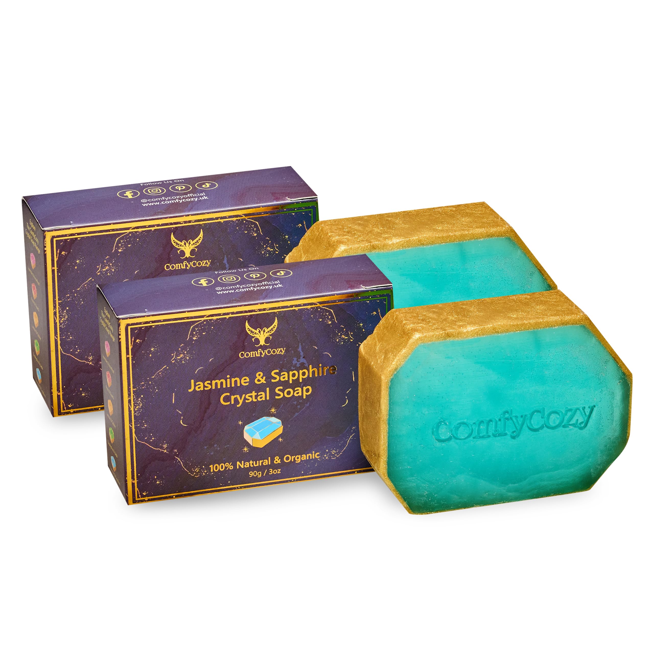 Crystal Soap | Natural Hand & Body Wash | Luxury Beauty Pamper Gift, Jasmine, 2 Pack