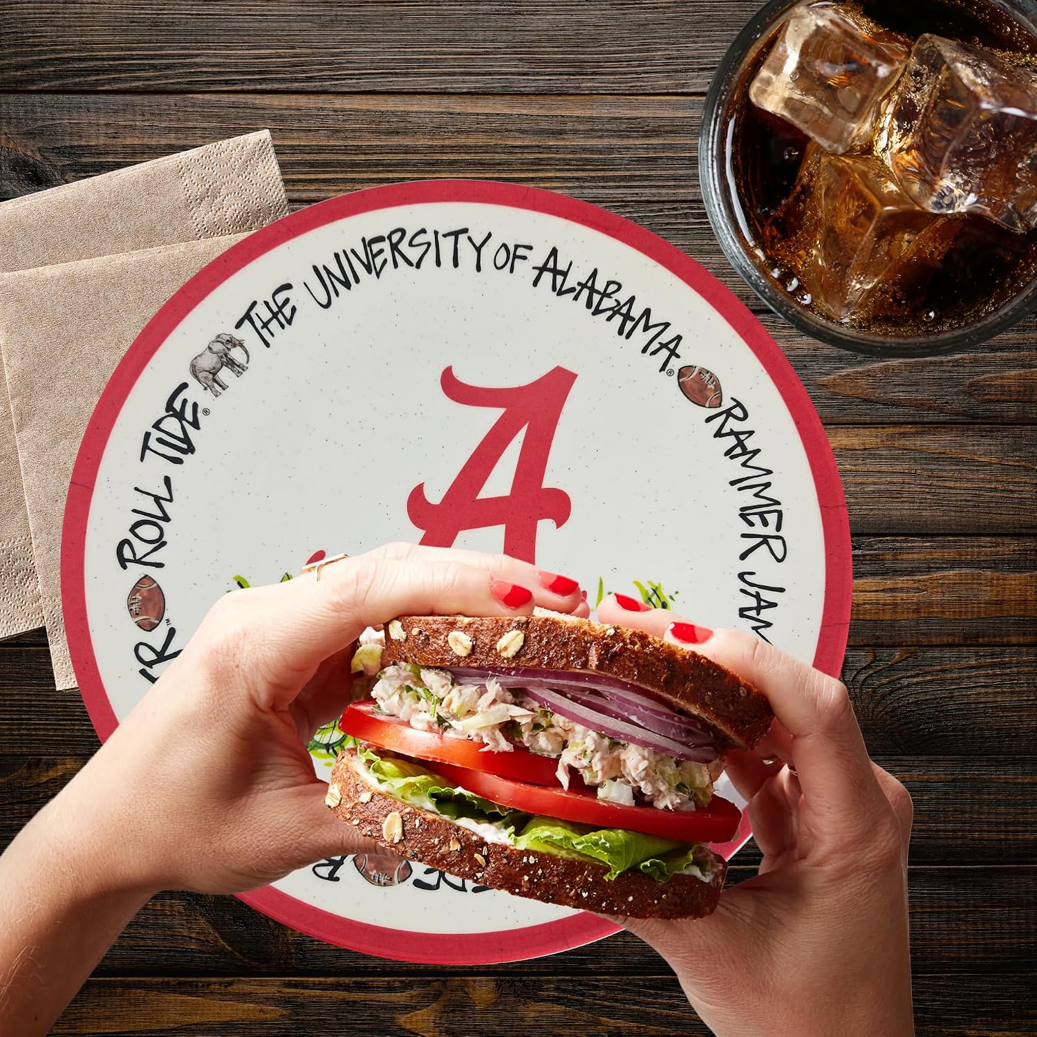 Magnolia Lane NCAA 10.5-Inch Melamine Dinner Plate Set of 4 Perfect for Game Day, BBQs, Tailgating, Poolside, Parties - Ideal Gift for Students/Alumni & NCAA Team Spirit