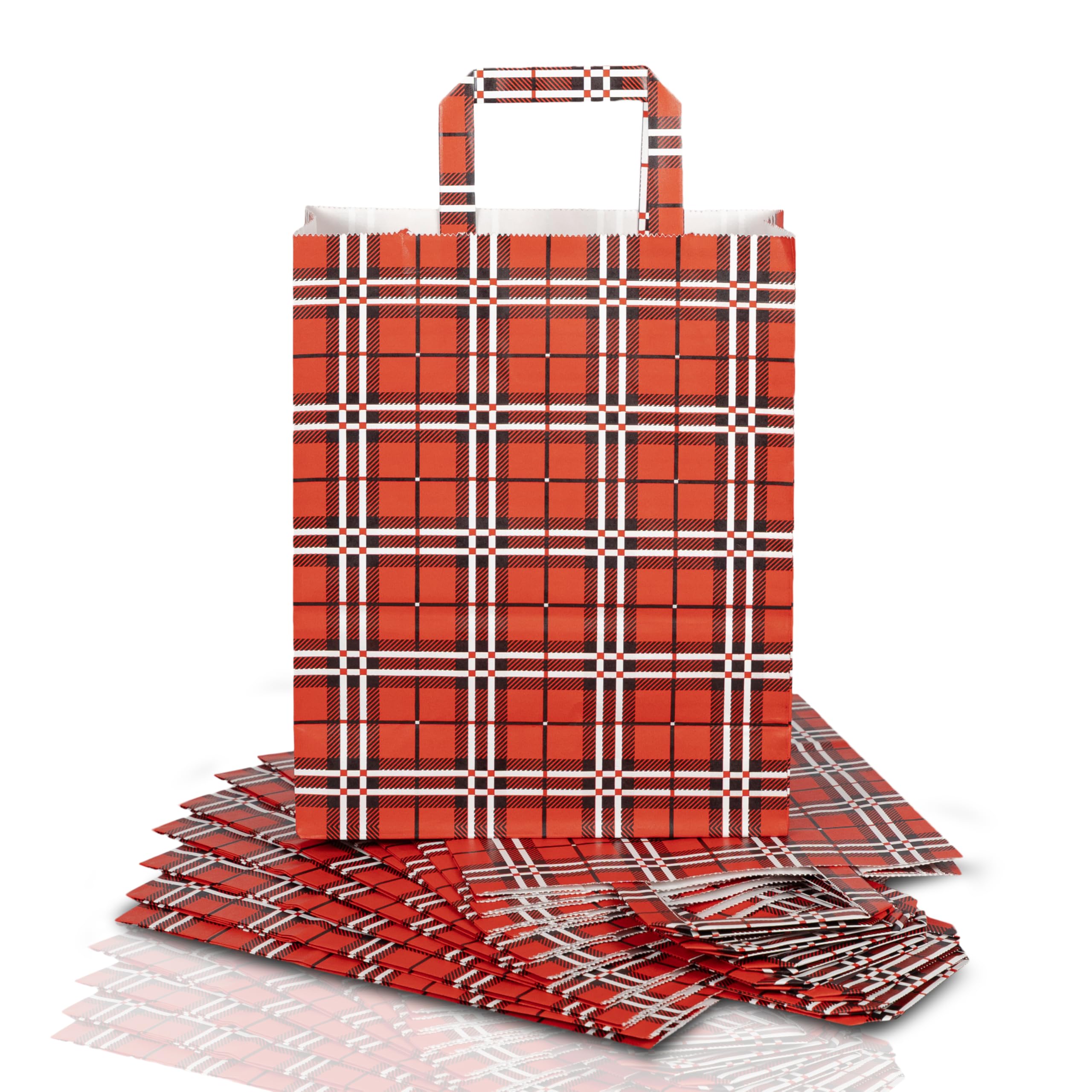 Hirakani Gift Paper Bags with Handle | Pack of 10| Red & Black| 9x4x11 Inch