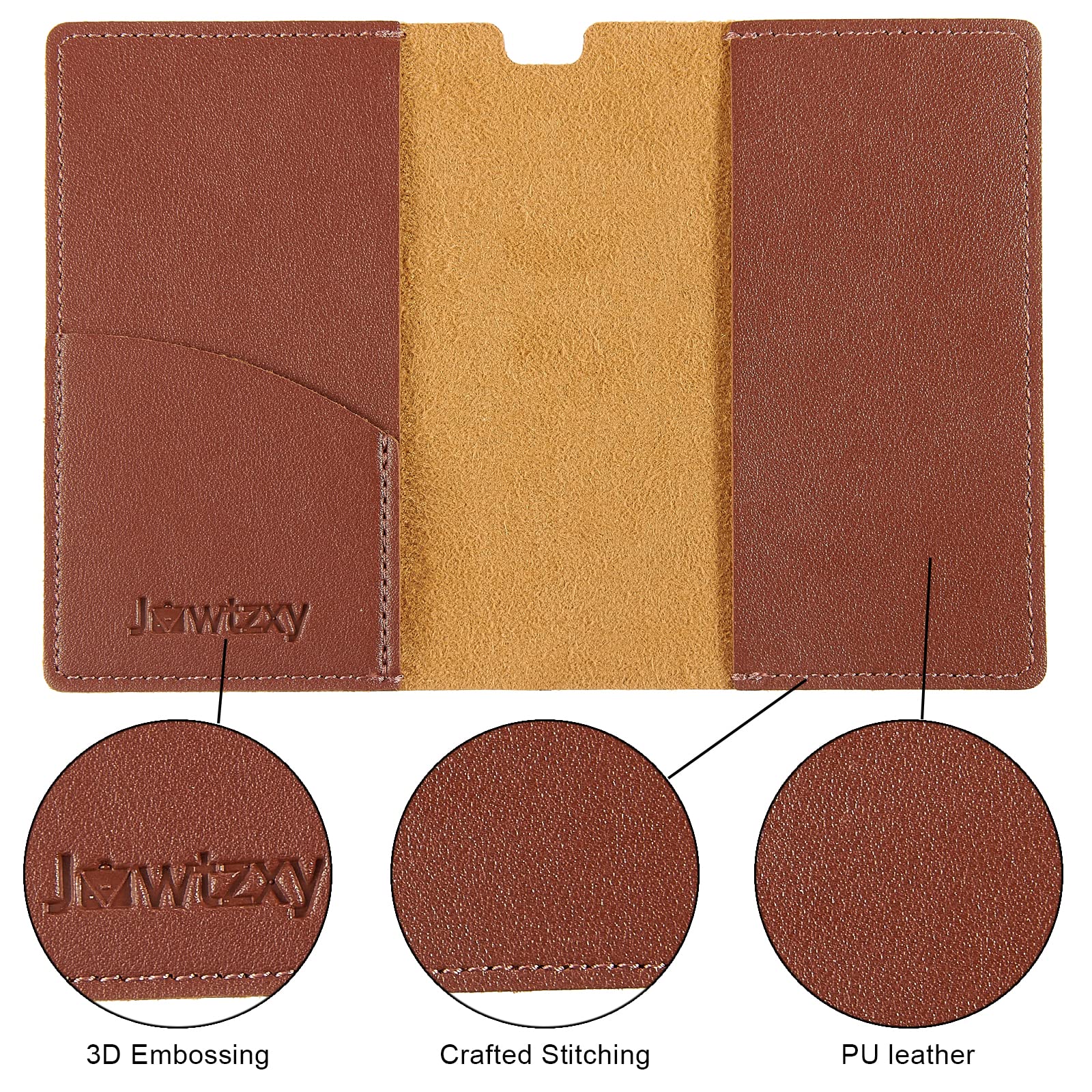Funda de piel sintética para pasaporte de viaje, Marrón