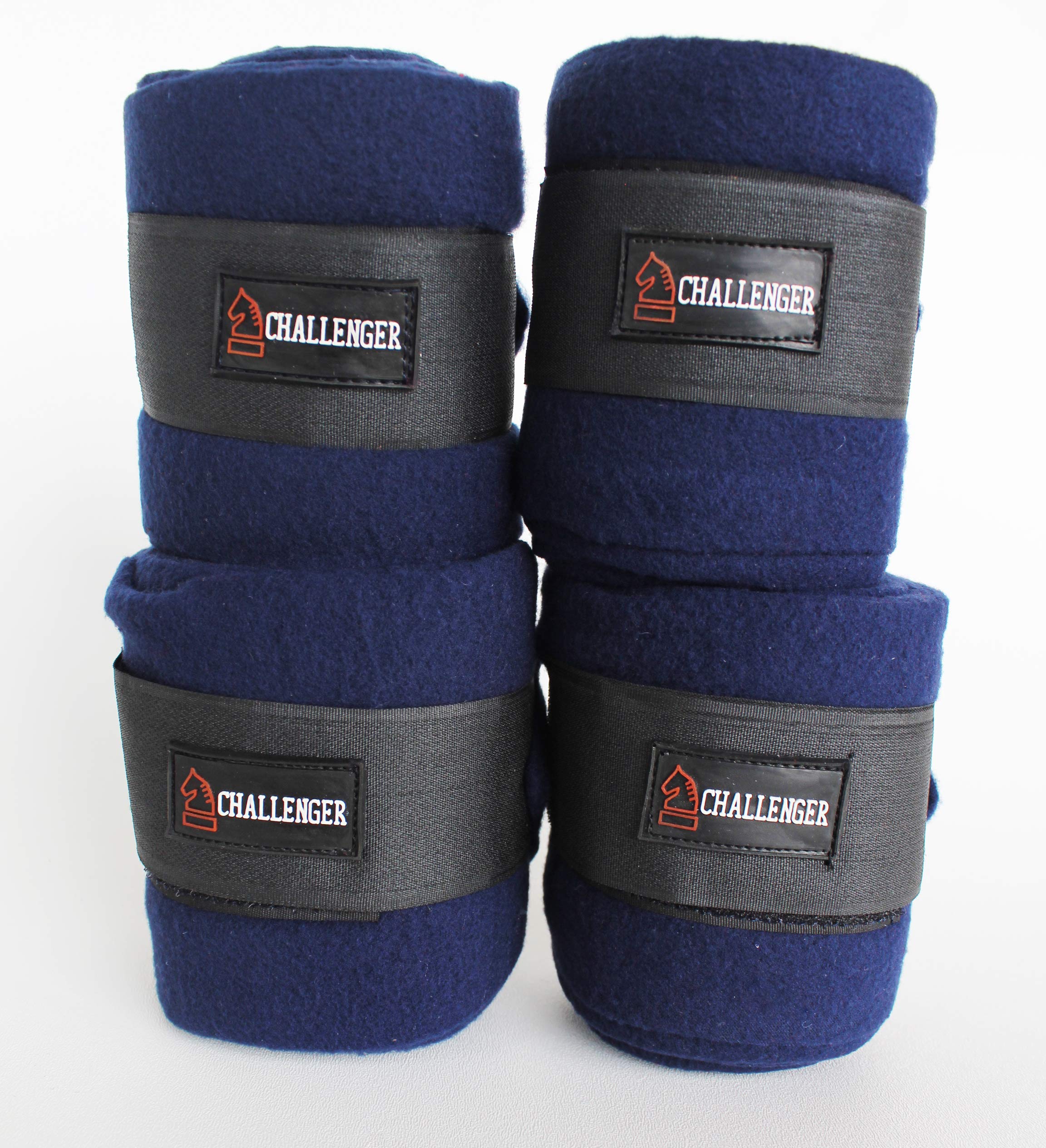 ChallengerHorse Tack Grooming Leg Polo Wrap Set of 4 Soft Fleece Navy Blue 95R04