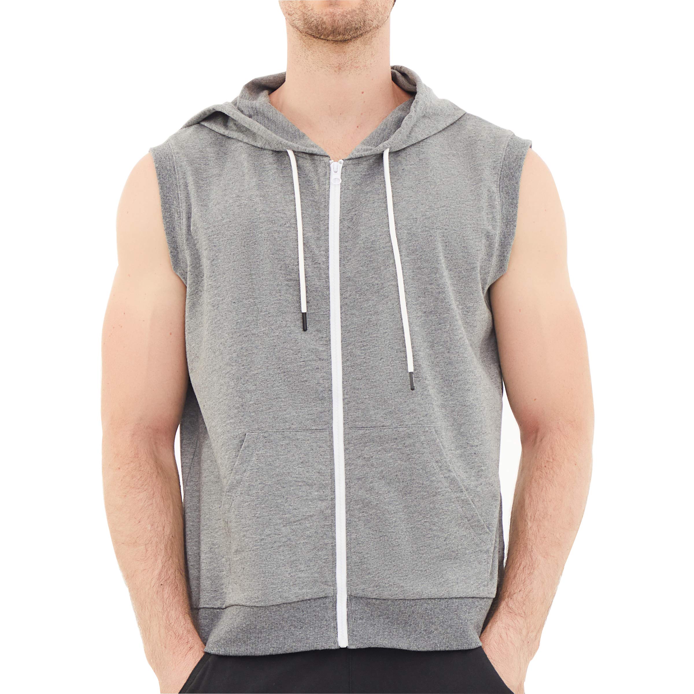 Dubinik®Short Sleeve Hoodie Lightweight Soft Cotton Moisture Wicking Kangaroo Pocket Short Sleeve Hoodie For Men