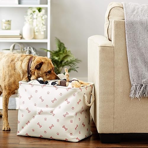 Miniatura 6 de Bone Dry Pet Storage Collection - Estampado de patas y huesos, rectángulo grande, 17.5 x 12 x 15 pulgadas, rosa