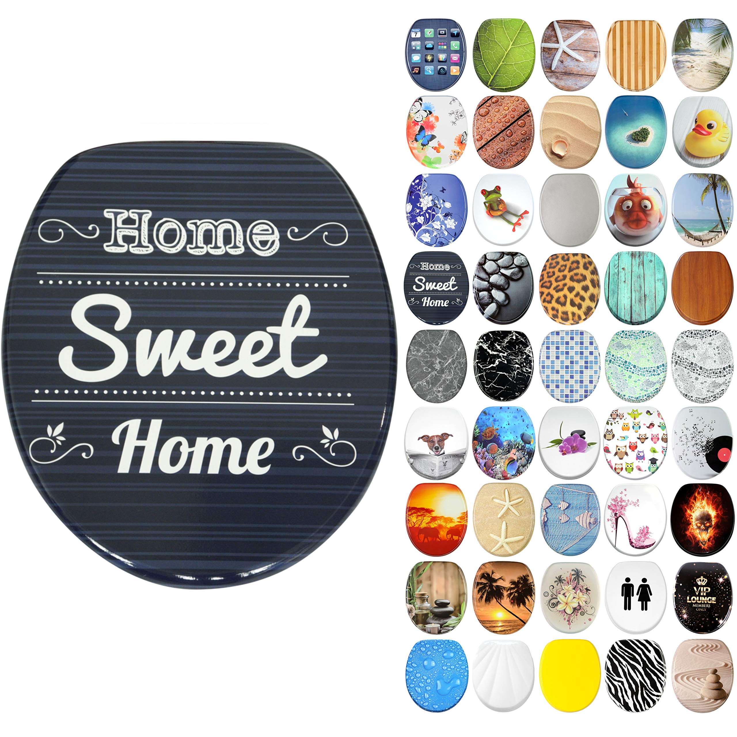 Sanilo Soft Close Toilet Seat, Wide Choice of New Toilet Seats, Stable Hinges, Easy to Mount (Home Sweet Home) โ image 1