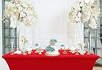 Vista 8 de Utopia Kitchen Mantel de spándex de 6 pies [1 unidad, rojo] 200 GSM elástico, ajustado, lavable y resistente a las arrugas, cubierta rectangular