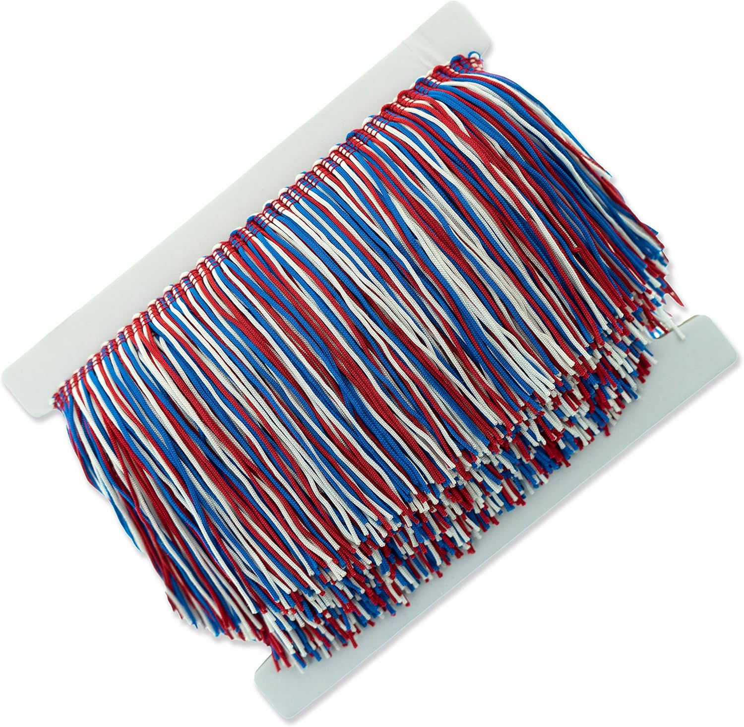 Trims By The Yard 4" Multicolor Chainette Fringe Trim, Polyester-Made Decorative Trim, for Costumes, Home Decor, and Party Decorations, Durable Fringes, 10-Yard Cut, Red/White/Blue
