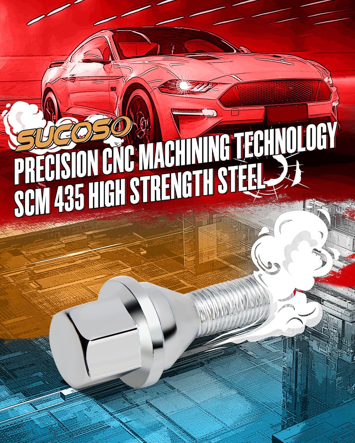 M12x1.25 Lug Bolts, 20PCS Upgraded One-Piece Solid Chrome Wheel Lug Bolts, 19mm Hex 28mm Shank Length Compatible with Jeep Cherokee Renegade Compass, Replaces OEM 53182366 6511051AA (Anti Rust Design)