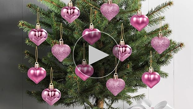 　　XMAS　DECORATION　HEART Amazon.com: 12 Pcs Heart Ornaments for Christmas Tree, 3